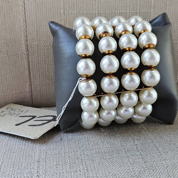 New Erica Lyons Pearl Bracelet Beaded Faux Pearl Four Strand NWT Stretch Wrap - Picture 14 of 16
